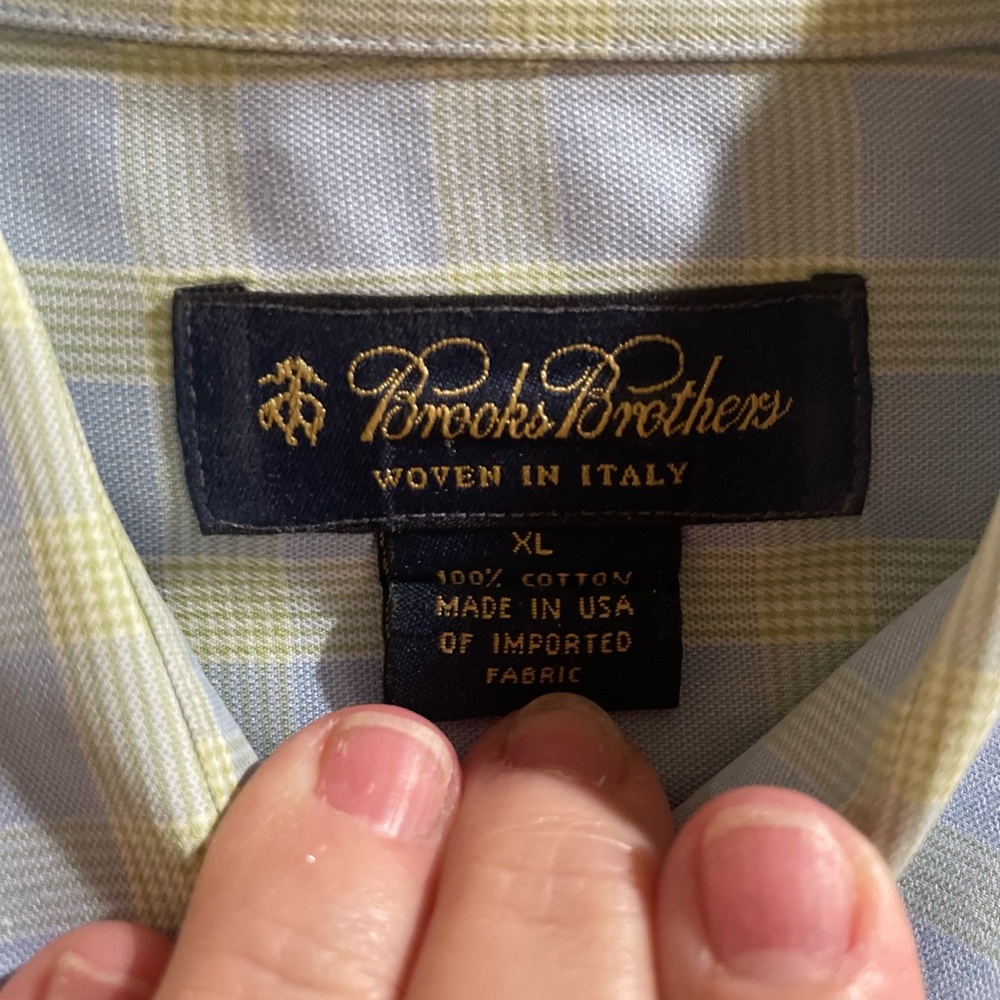 Brooks Brothers Casual Blue and Yellow Button Down Shirt Men’s size XL